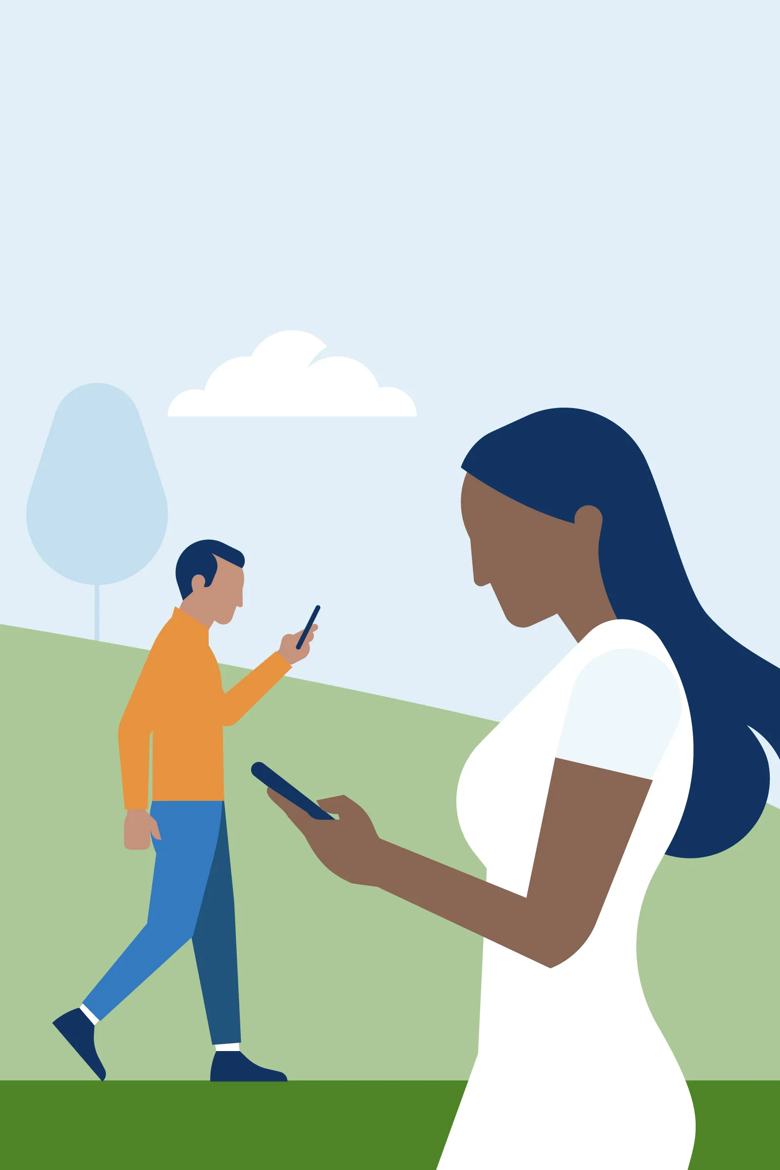 Man en vrouw kijken op eigen telefoon 