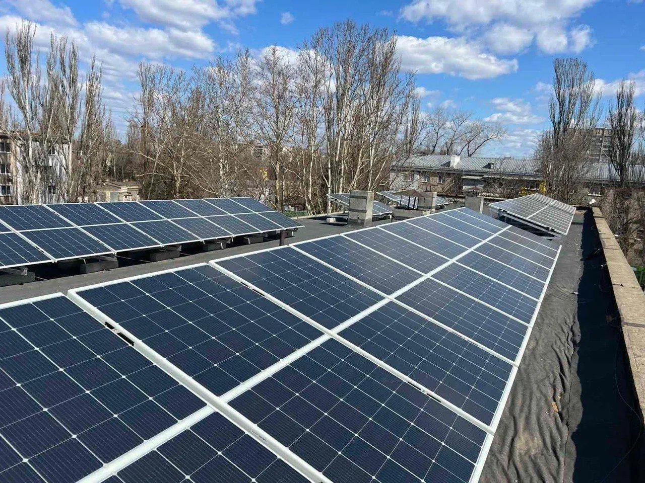 Solar panels on a rooftop in Ukraine