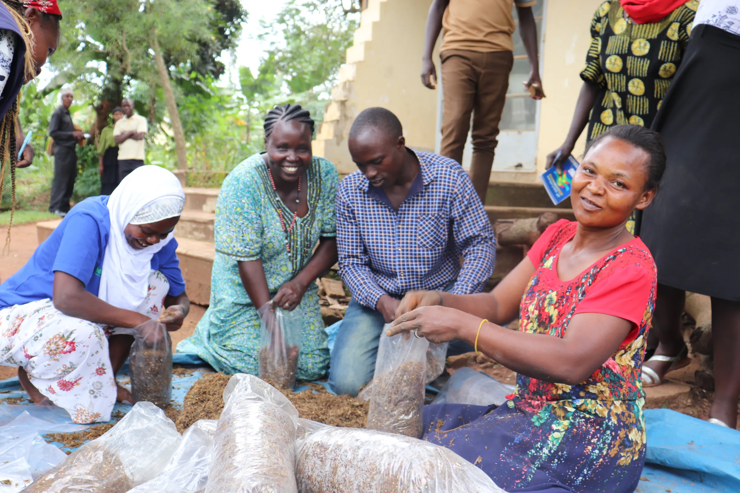 A group of residents from the Kyangwali refugee settlement in Uganda